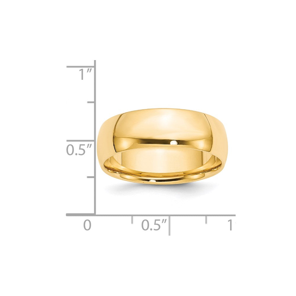 Solid 14K Yellow Gold 7mm Light Weight Comfort Fit Men's/Women's Wedding Band Ring Size 10.5