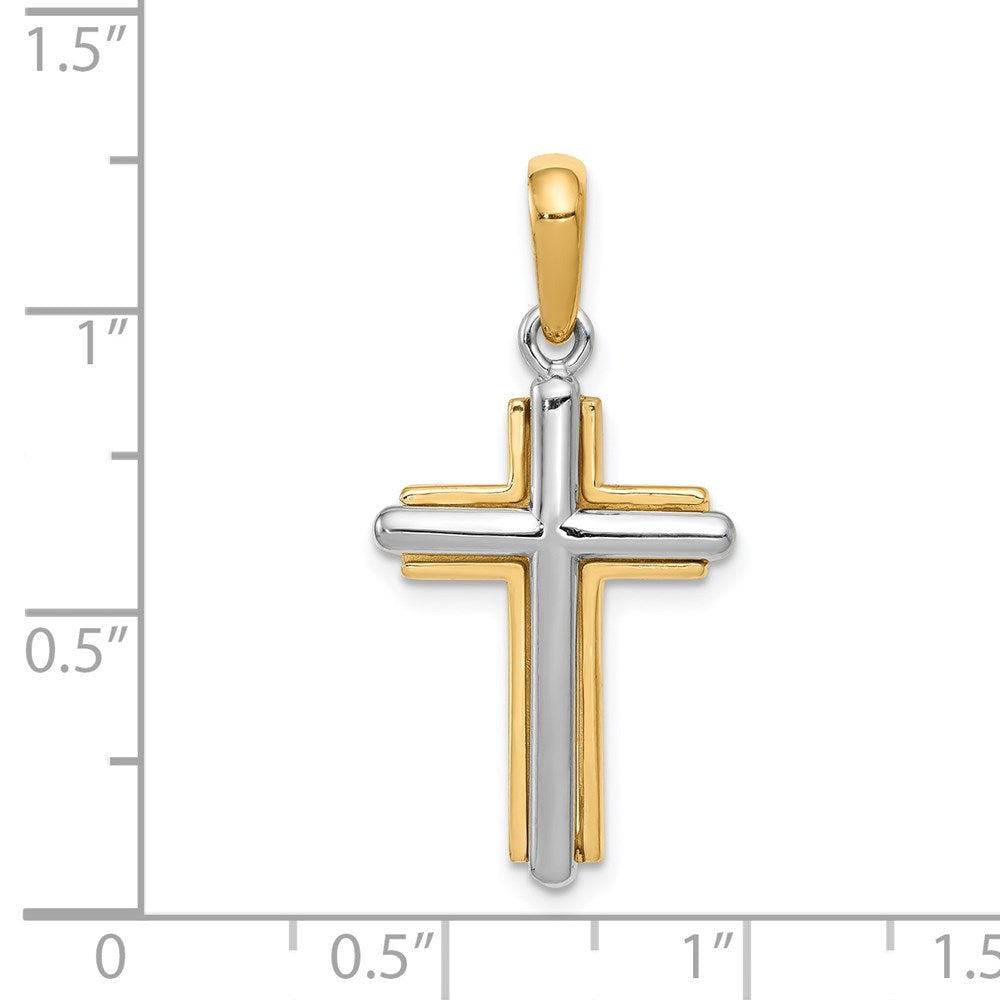 14k Two-tone Gold Cross Pendant