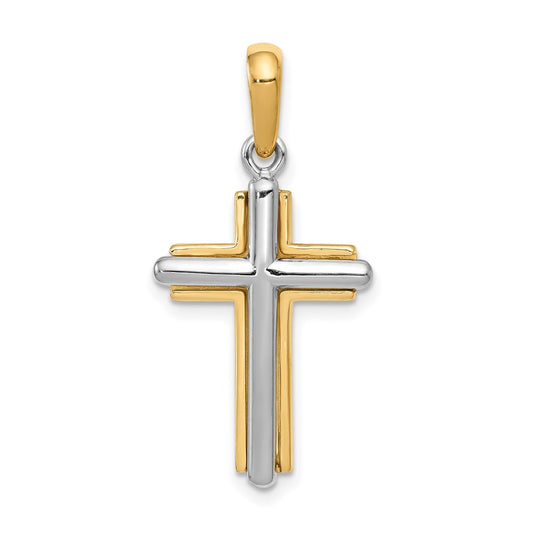 14k Two-tone Gold Cross Pendant