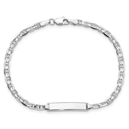 Solid 14K White Gold Anchor Link ID Bracelet