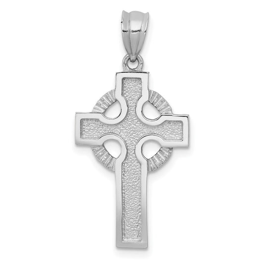 14k White Gold Celtic Cross Pendant