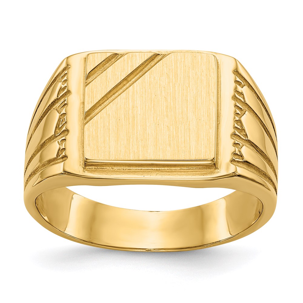 14k yellow gold 11 5x11 0mm open back mens signet ring ch164
