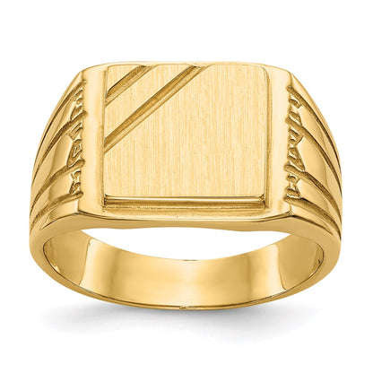 14k yellow gold 11 5x11 0mm open back mens signet ring ch164