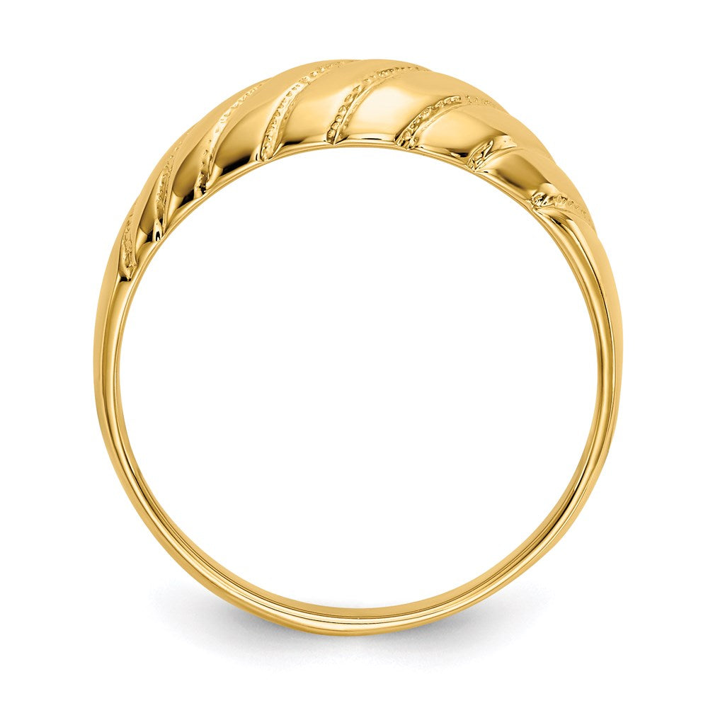14k yellow gold polished scalloped dome ring ch255