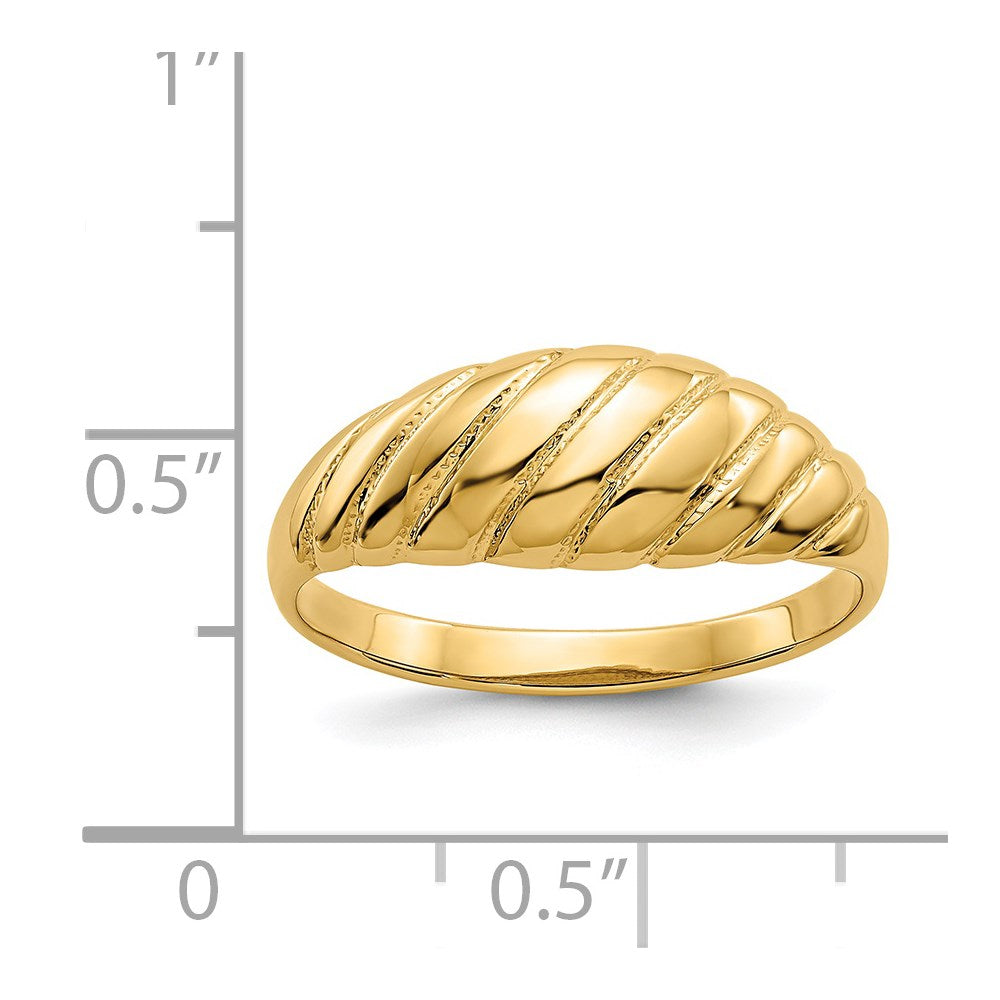 14k yellow gold polished scalloped dome ring ch255