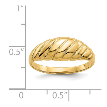 14k yellow gold polished scalloped dome ring ch255