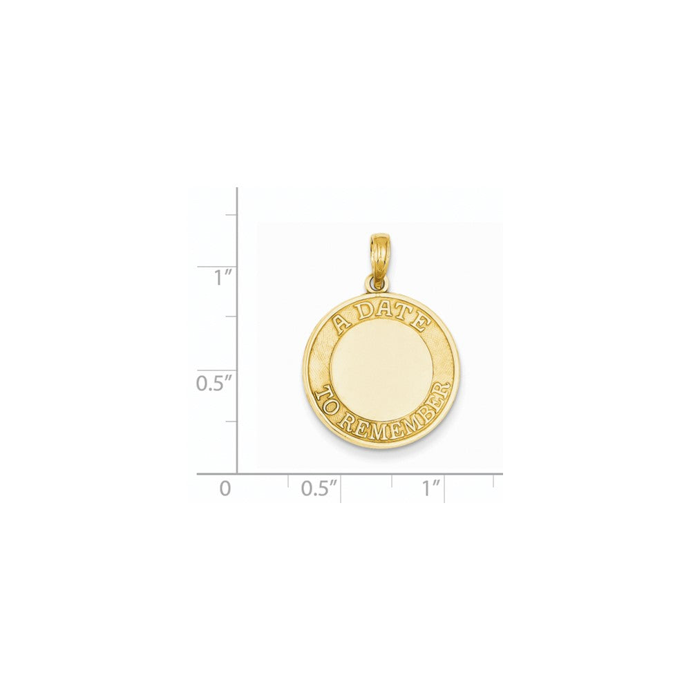 14k Yellow Gold Polished Faceted A Date To Remember Disc Charm