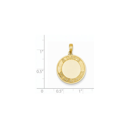 14k Yellow Gold Polished Faceted A Date To Remember Disc Charm
