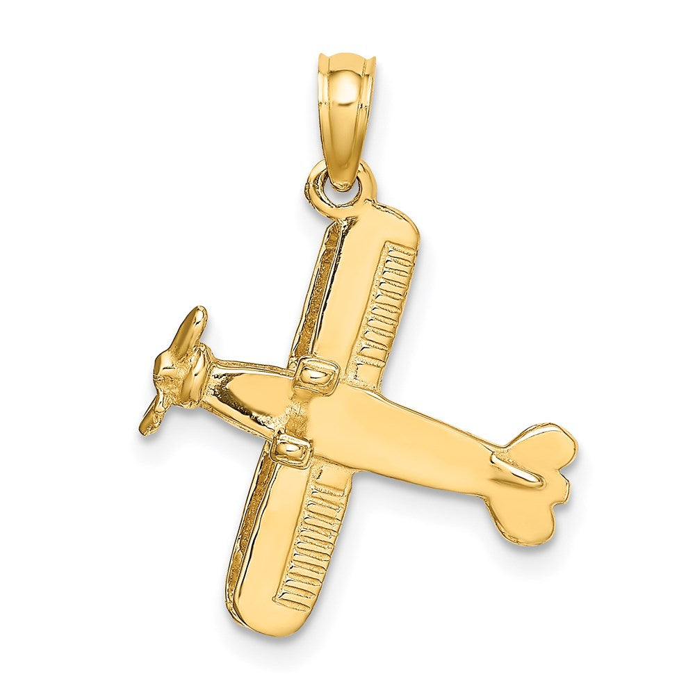 14k Yellow Gold 3-D Bi-Plane Charm