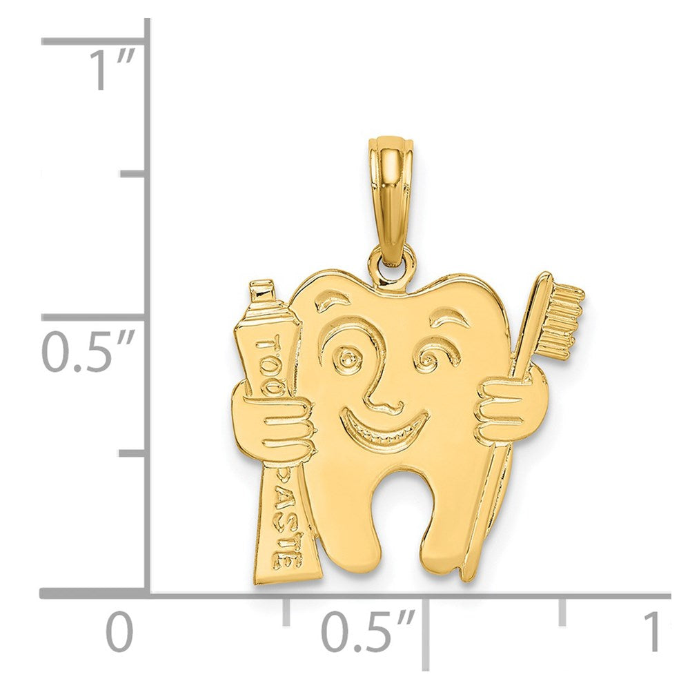 14k Yellow Gold Polished Flat-Backed Dental Charm