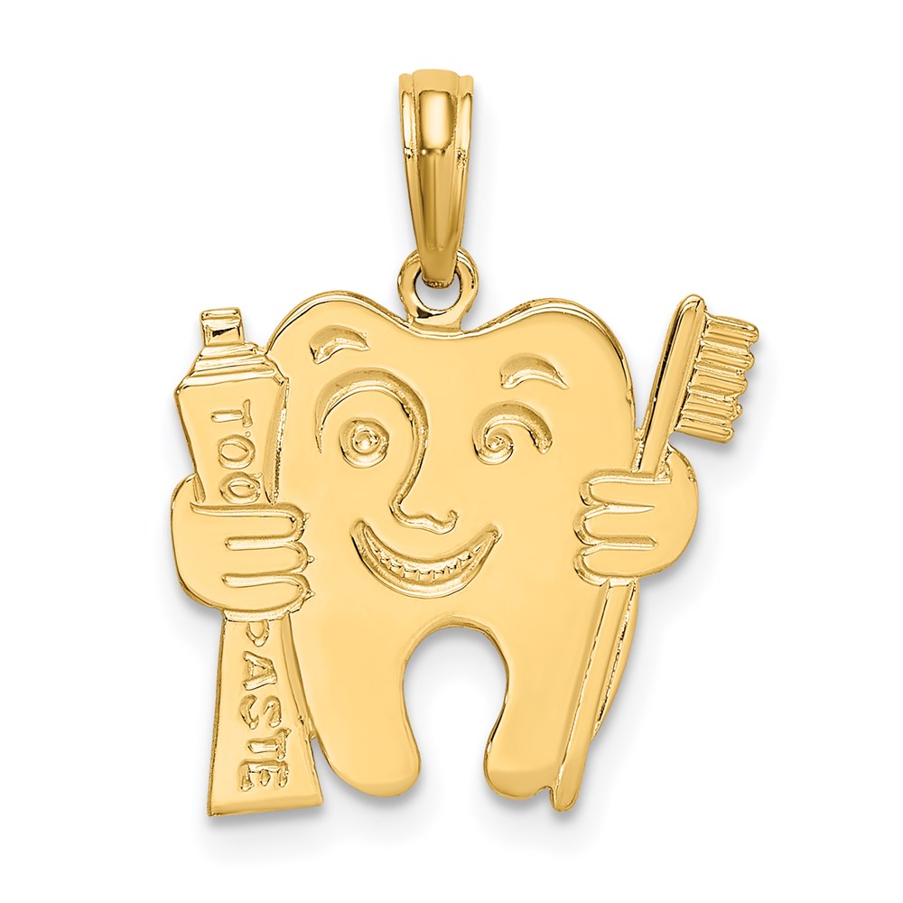 14k Yellow Gold Polished Flat-Backed Dental Charm