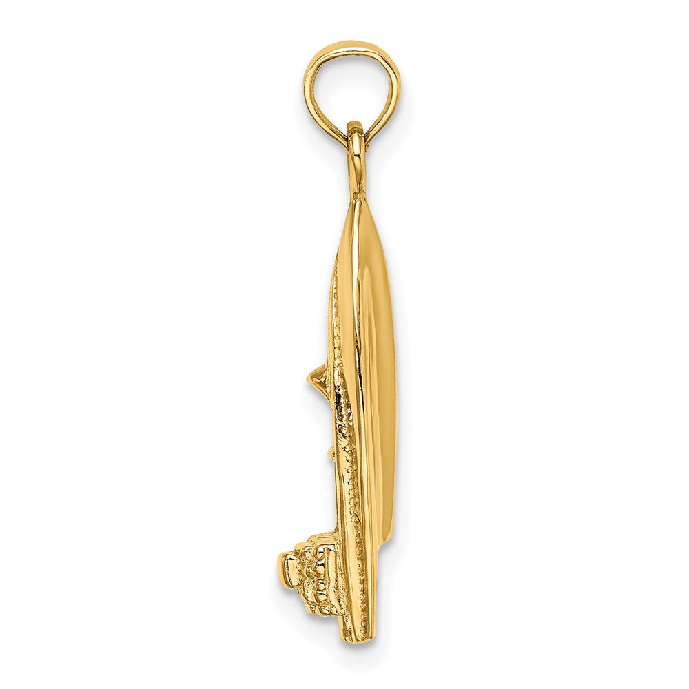 14k Yellow Gold Polished 3-D Speedboat Charm