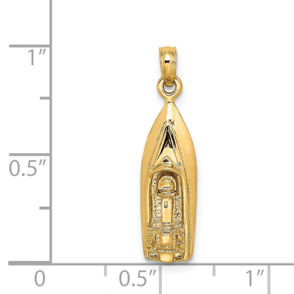 14k Yellow Gold Polished 3-D Speedboat Charm