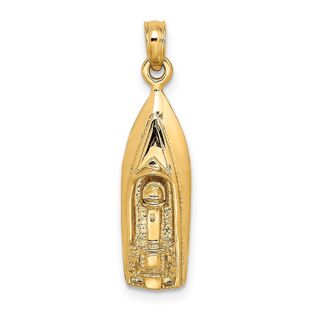 14k Yellow Gold Polished 3-D Speedboat Charm