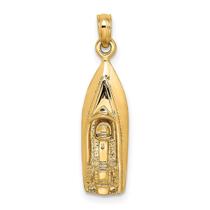 14k Yellow Gold Polished 3-D Speedboat Charm