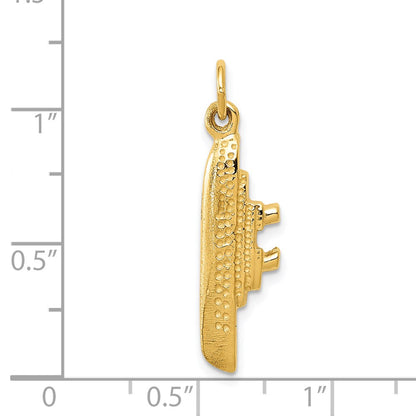 14k Yellow Gold Solid Polished 3-D Cruise Ship Charm