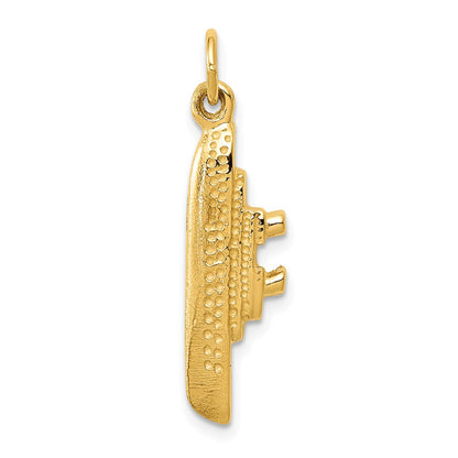 14k Yellow Gold Solid Polished 3-D Cruise Ship Charm