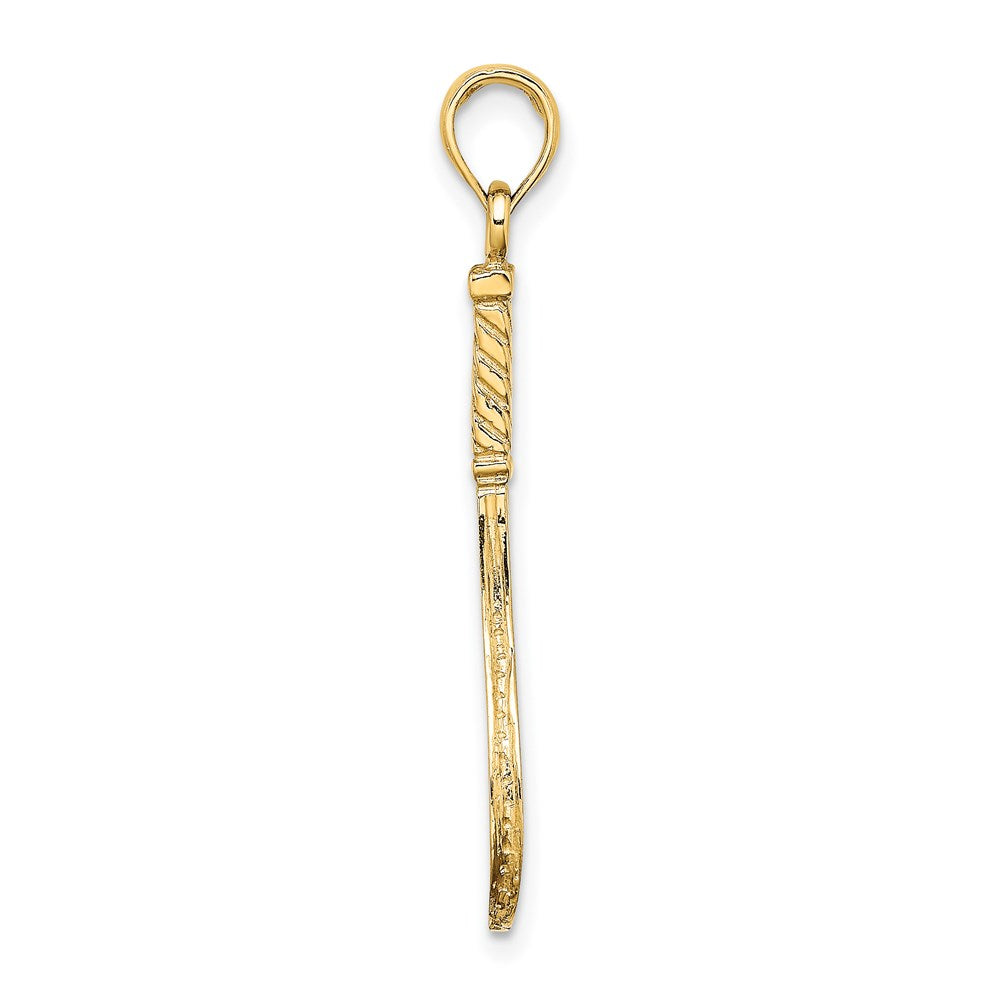 14k Yellow Gold Solid Polished 3-D Tennis Racquet Charm