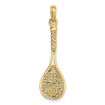 14k Yellow Gold Solid Polished 3-D Tennis Racquet Charm