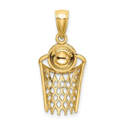 14k Yellow Gold Polished Basketball and Net Charm