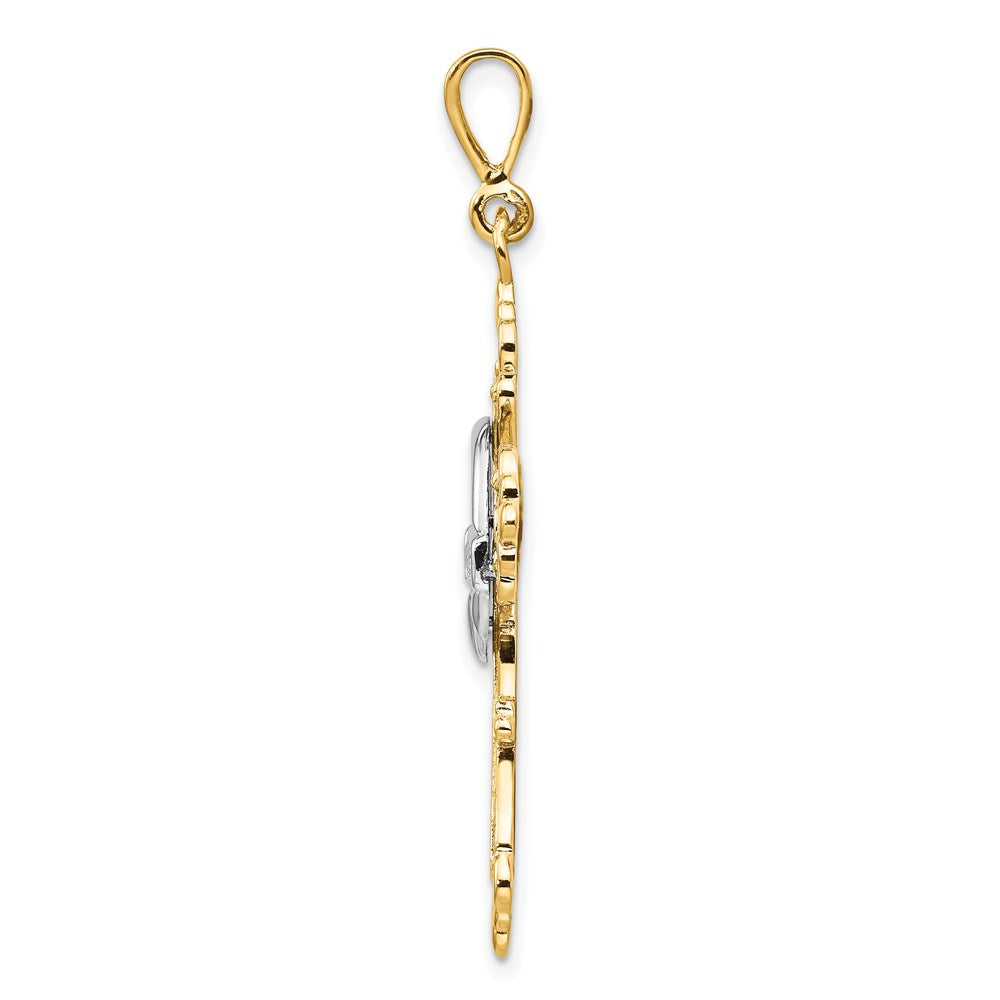 14k Two-tone Gold Claddagh Cross Pendant