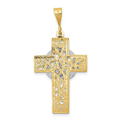 14k Two-tone Gold Claddagh Cross Pendant
