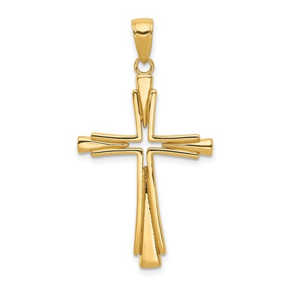 14k Yellow Gold Polished Solid Cross Pendant