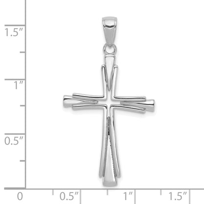 14k White Gold Polished Solid Cross Pendant