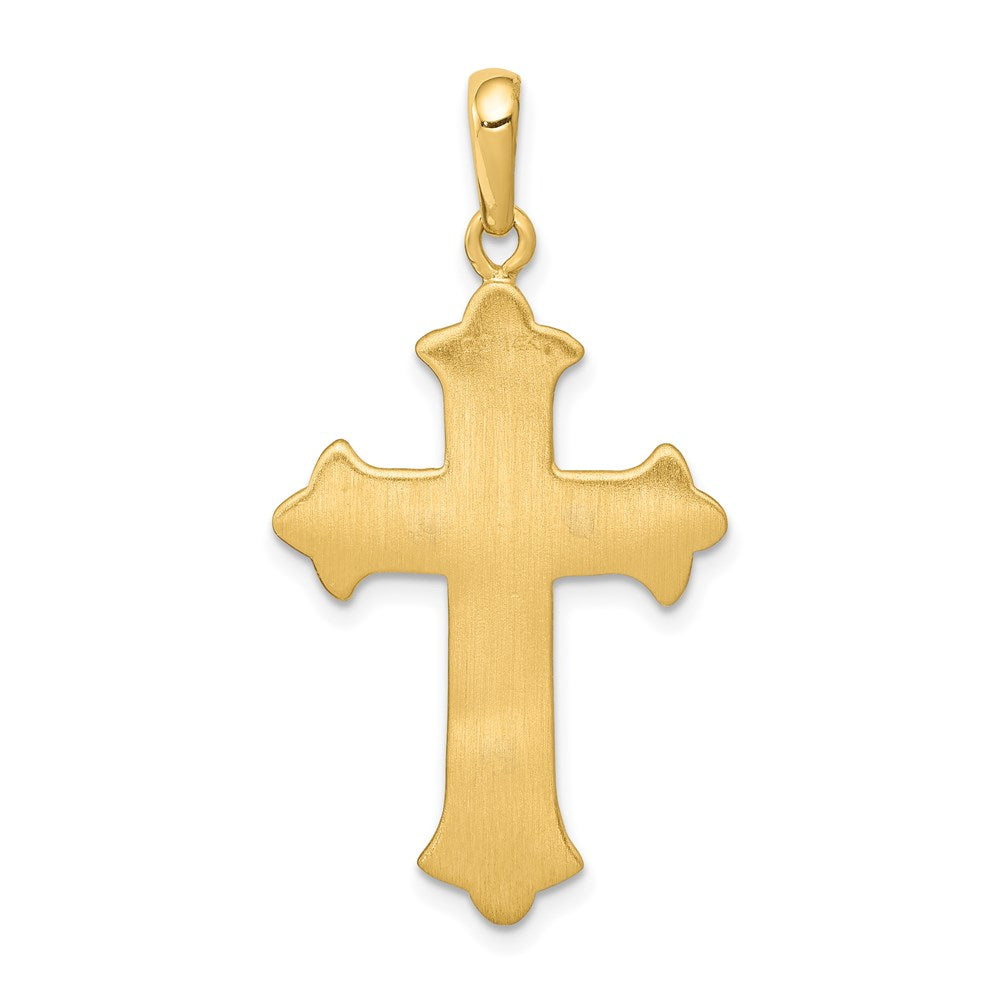 14k Two-tone Gold Fleur De Lis Cross Pendant