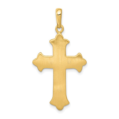 14k Two-tone Gold Fleur De Lis Cross Pendant