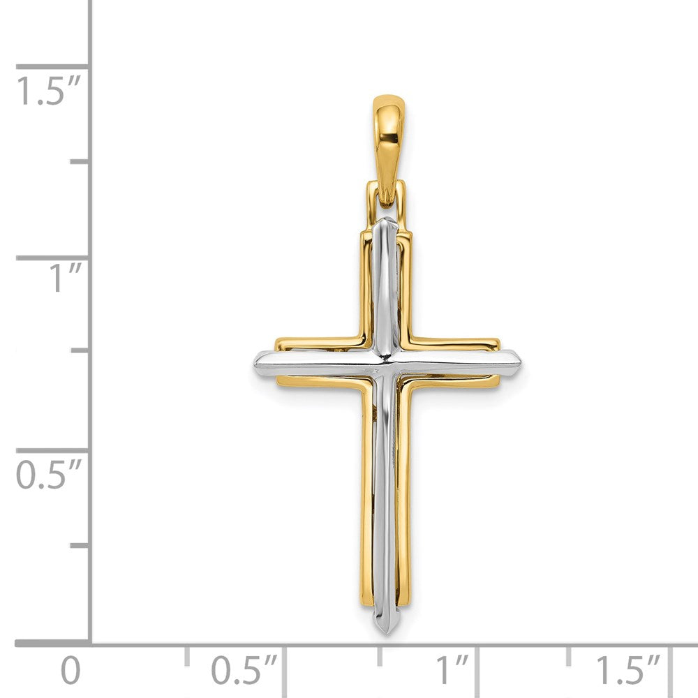 14k Two-tone Gold Fancy Cross Pendant
