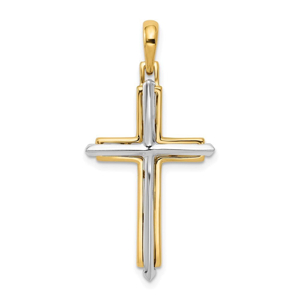 14k Two-tone Gold Fancy Cross Pendant