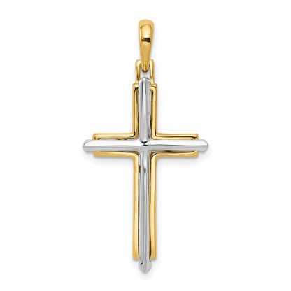14k Two-tone Gold Fancy Cross Pendant