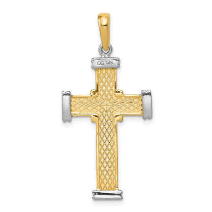 14k Two-tone Gold Fancy Cross Pendant