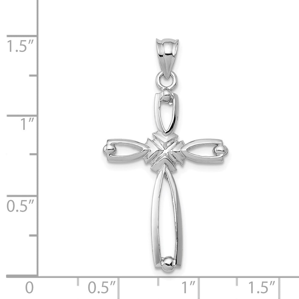 14k White Gold Polished Cross Pendant