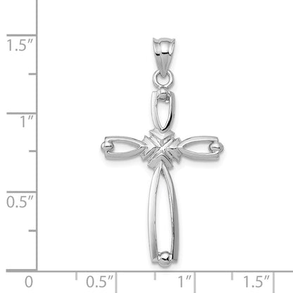 14k White Gold Polished Cross Pendant