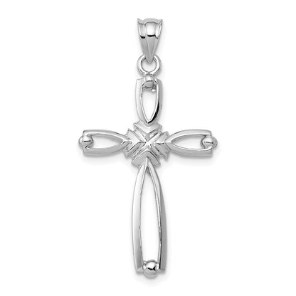 14k White Gold Polished Cross Pendant