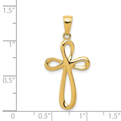 14k Yellow Gold Polished Cross Pendant
