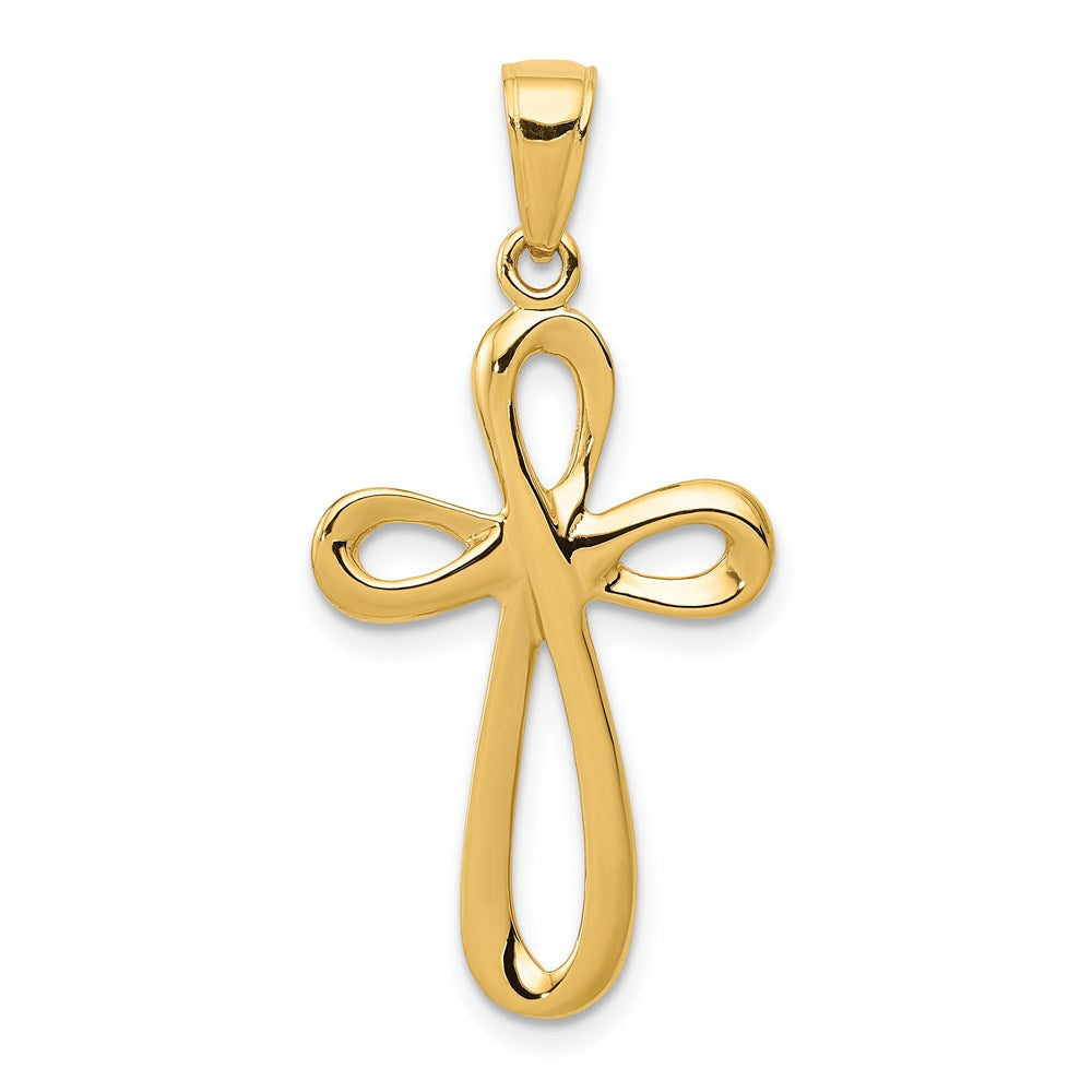 14k Yellow Gold Polished Cross Pendant