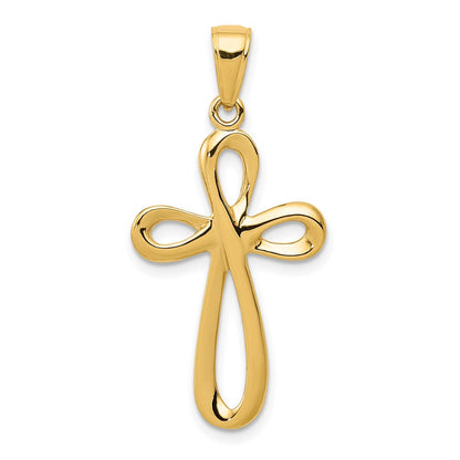14k Yellow Gold Polished Cross Pendant