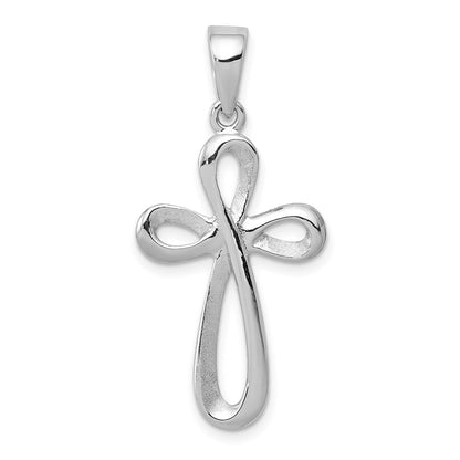 14k White Gold Polished Cross Pendant