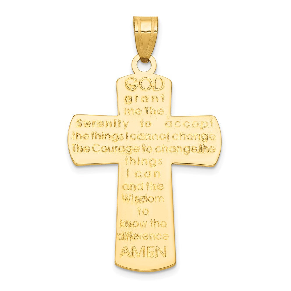 14k Yellow Gold Cross Pendant w/Serenity Prayer on Back