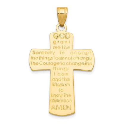 14k Yellow Gold Cross Pendant w/Serenity Prayer on Back