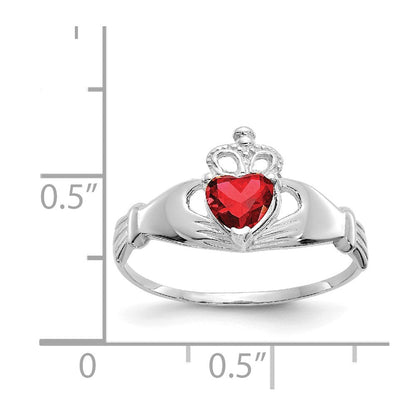 14k white gold cz january birthstone claddagh heart ring d1780