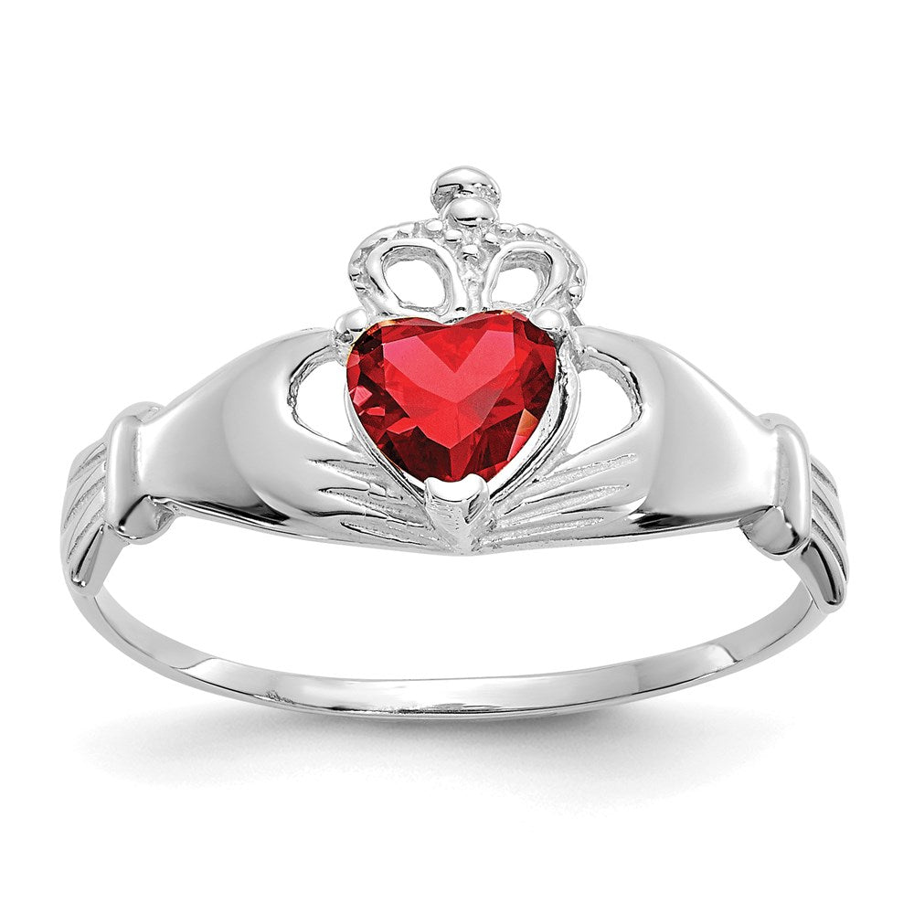 14k white gold cz january birthstone claddagh heart ring d1780