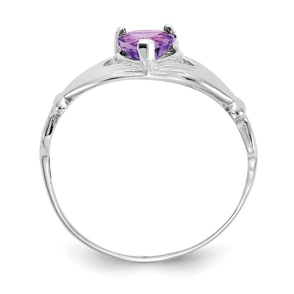 14k white gold cz february birthstone claddagh heart ring d1781