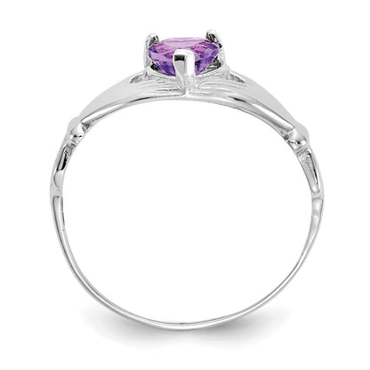14k white gold cz february birthstone claddagh heart ring d1781