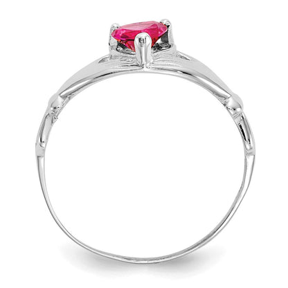 14k white gold cz july birthstone claddagh heart ring d1786