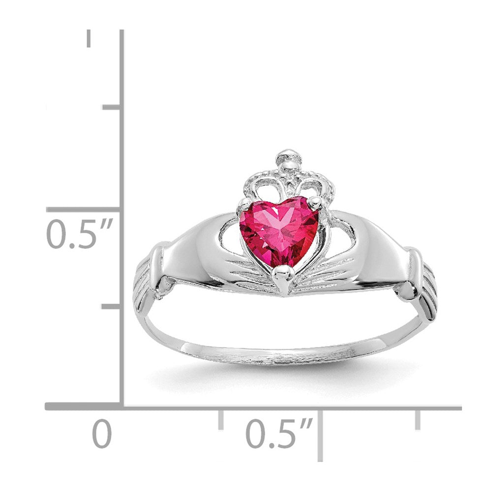 14k white gold cz july birthstone claddagh heart ring d1786