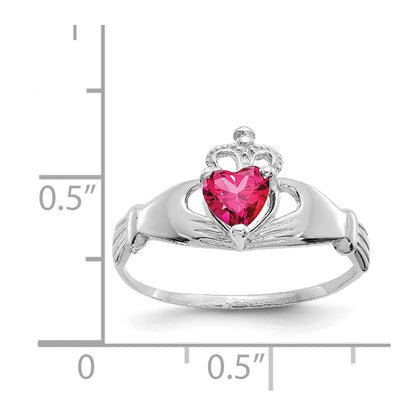 14k white gold cz july birthstone claddagh heart ring d1786